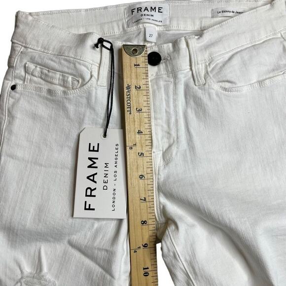 Frame Denim Le Skinny De Jeanne Ripped Jeans In Blanc Jefferson Size 27 - Picture 3 of 13